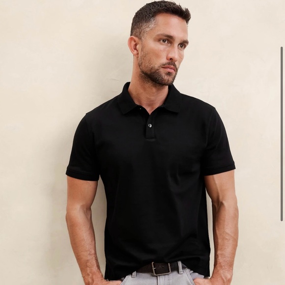 Banana Republic Luxury Touch Slim Fit Black Polo - Large - Picture 6 of 8
